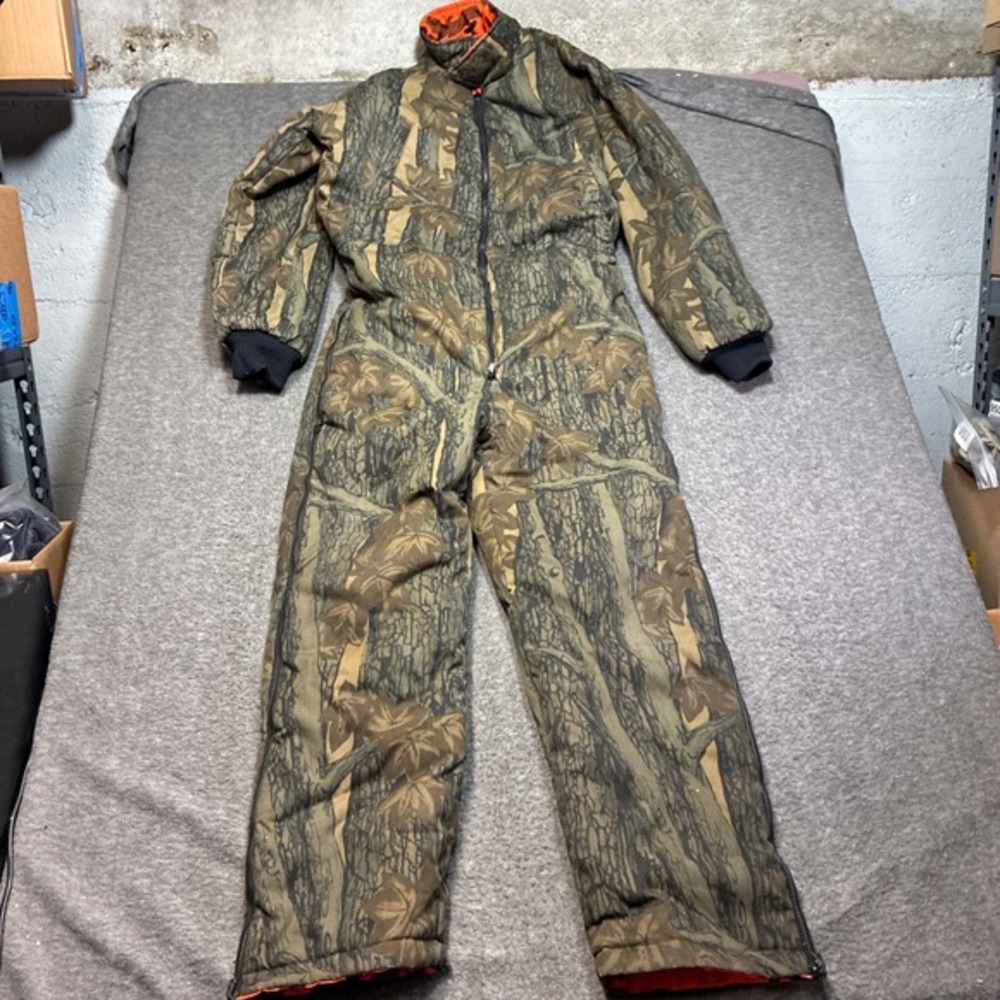 Vintage Bushmaster Hunting Coveralls Mens M Camo Treebark‎ Insulated Reversible
